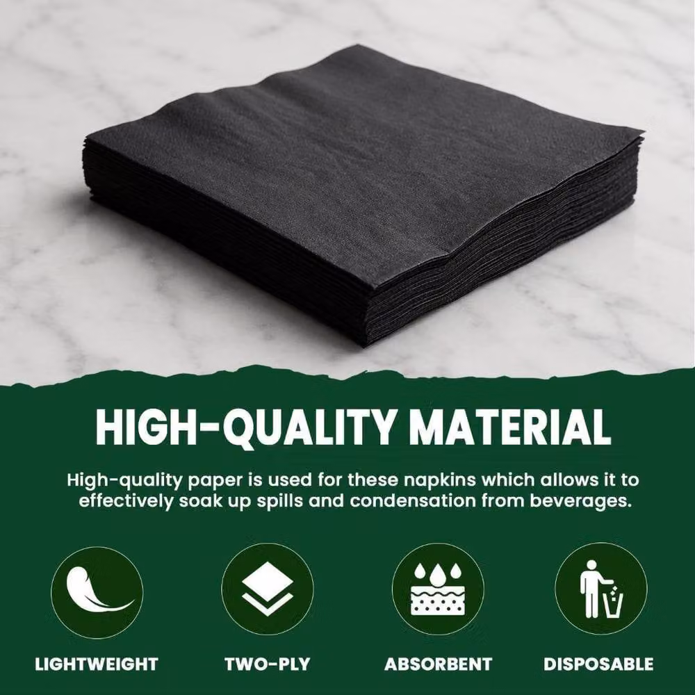 ECONX Black 2 Ply 4 Fold Paper Napkins, 100 Pack – 4