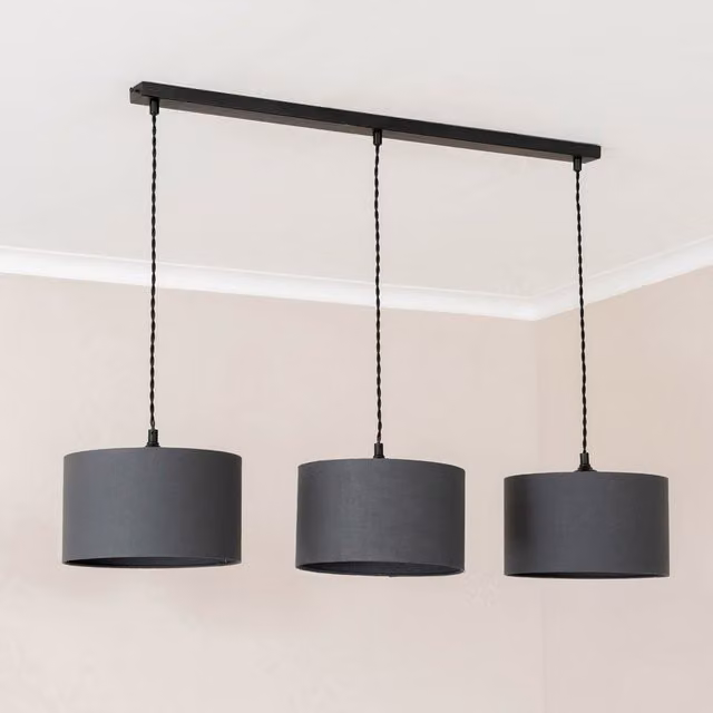 ValueLights Reni 3 Drop Bar Ceiling Pendant Light in Black and Grey