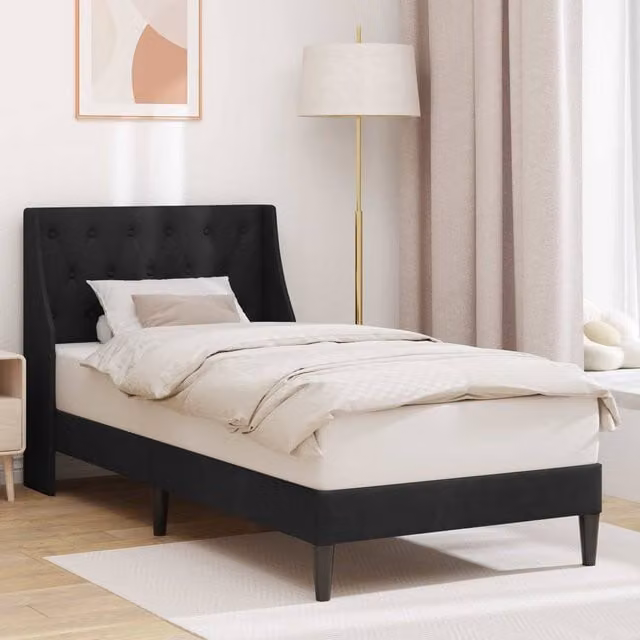 Berkfield Home Black Velvet Bed Frame with Headboard W/D/H: 90 x 190 cm