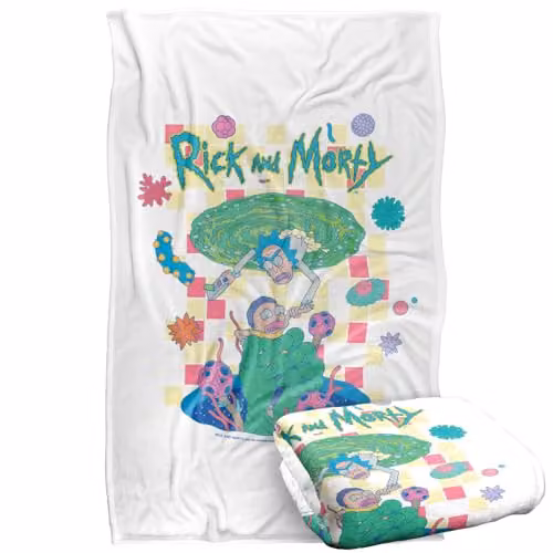 LOGOVISION Rick and Morty Falling Portals Super Soft Fleece Throw Blanket, Multicolour, W: 91 cm, D: 147 cm