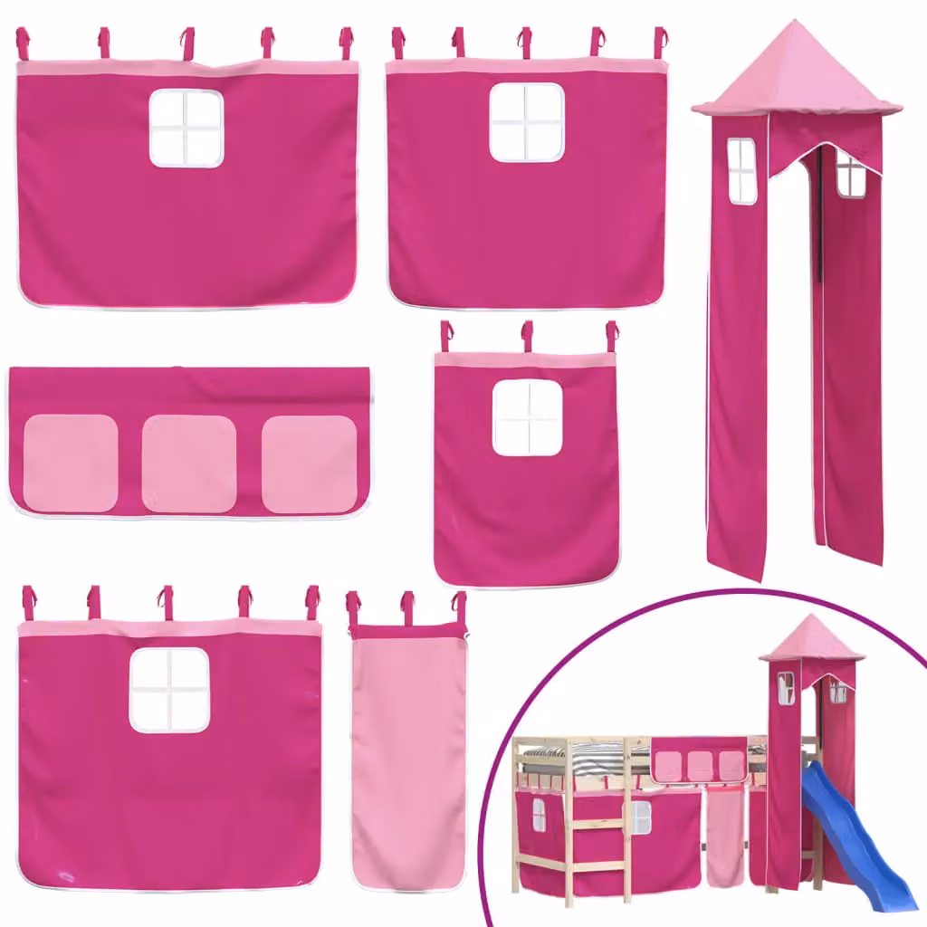 Berkfield Home Pink Polyester Opaque Loft Bed Curtains for Children – 2