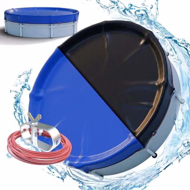 AREBOS Dual-Sided Thermal Pool Cover for Round Pools, Black and Blue