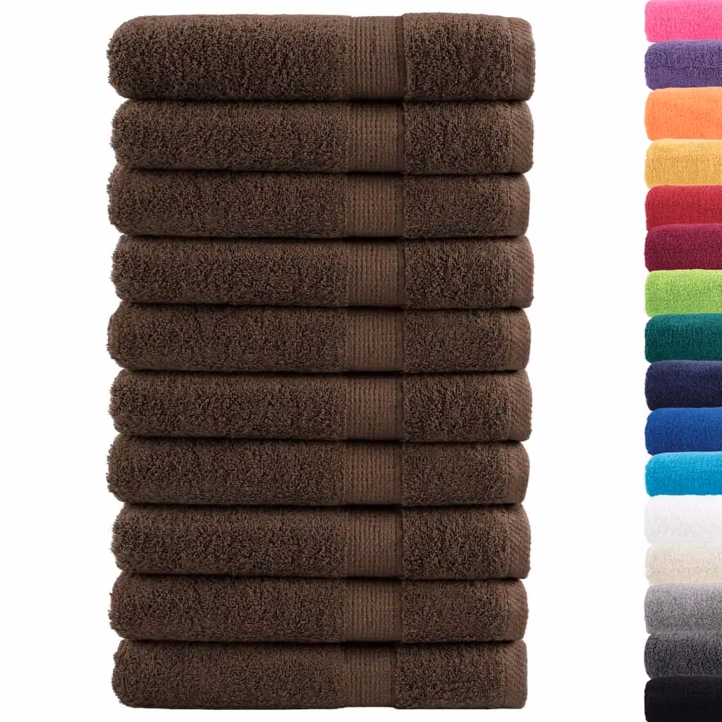 Berkfield Home SOLUND Premium Cotton Terry Towels, 10-Piece Set, Brown, W: 100 cm x L: 200 cm, 600gsm – 2