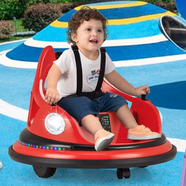 Costway Red Rotation Spin Electric Ride On Twist Car with Light and Sound Effects