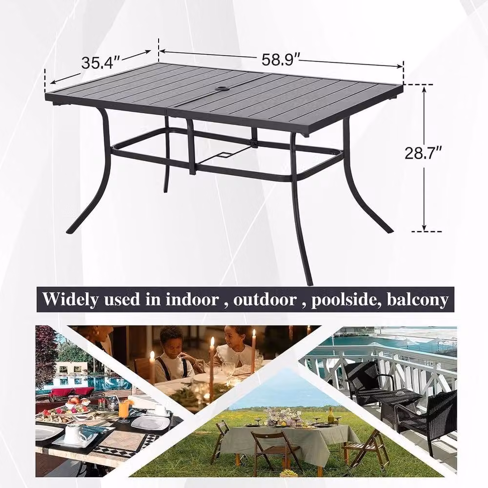 KORVIXA Modern Metal Garden Dining Table in Matt Black, W/D: 90 x 90 cm, H: 72.9 cm – 2