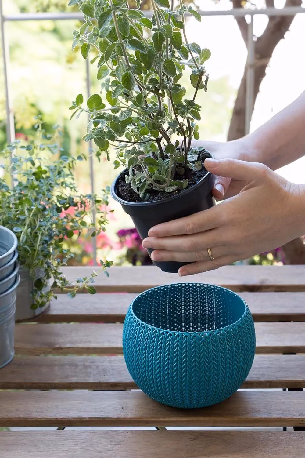 Keter Knit Cozies Multicolour Plastic Indoor Planters, Set of 3 – 2