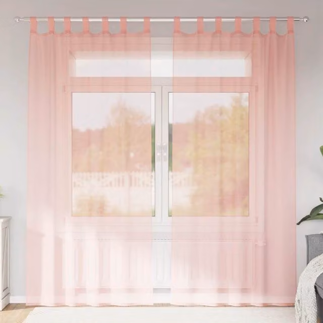 Berkfield Home Pink Voile Fabric Curtains with Rod Pockets, 2 Pack