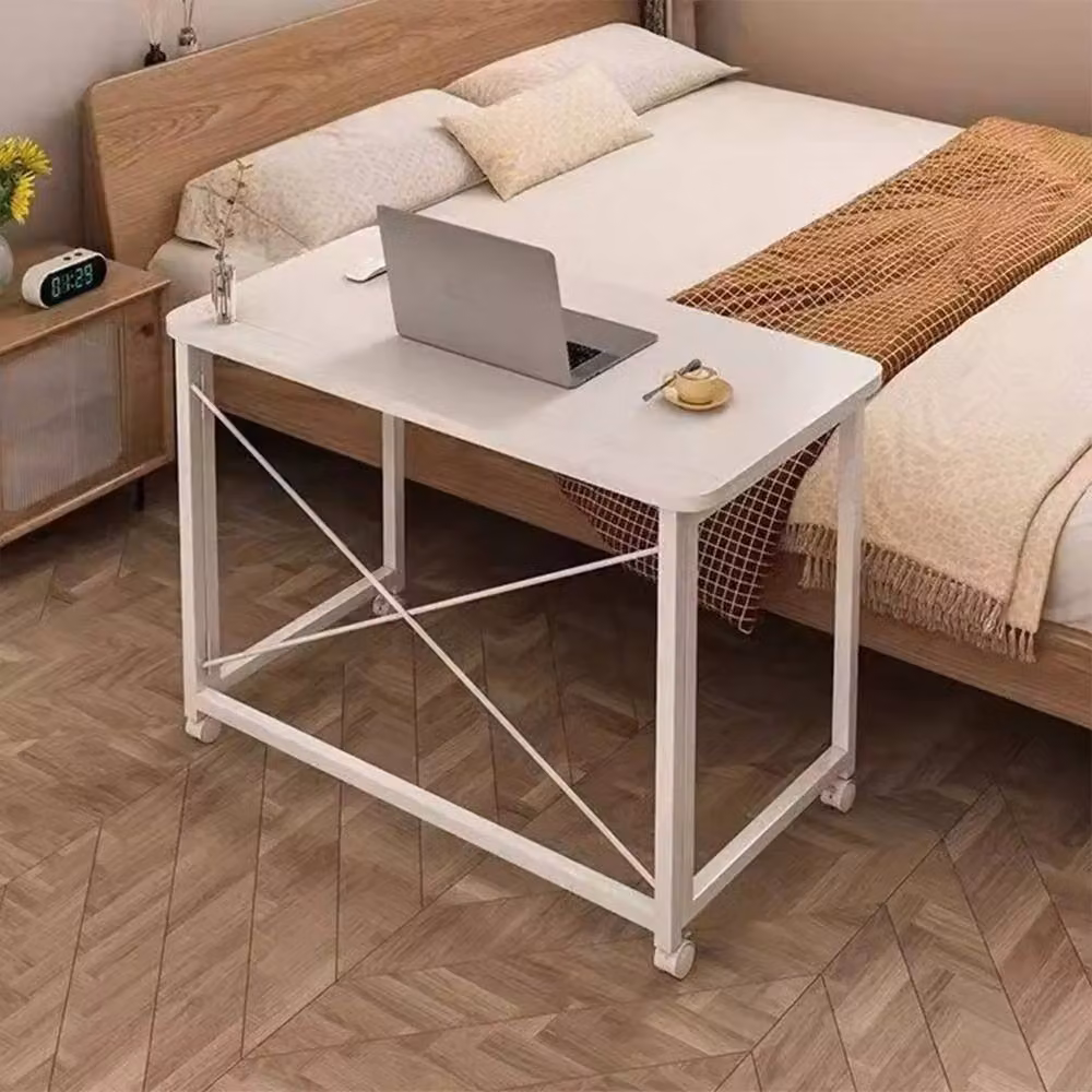FORGEVIO Rolling Folding Computer Desk in White for Home Office – 3