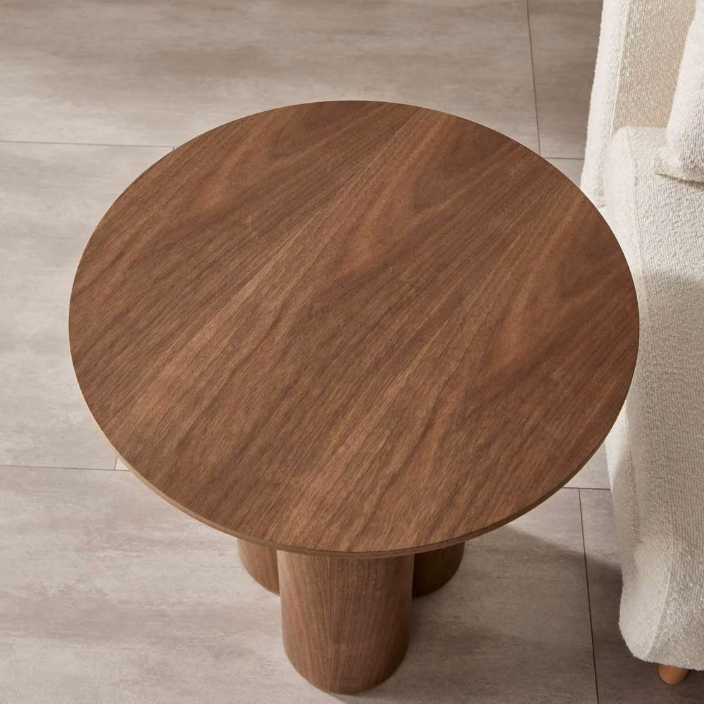FurnitureboxUK Sutton Round Wood Veneer Side Table in Walnut – 2