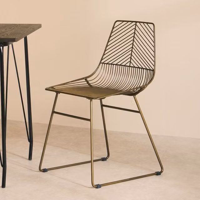 Orsina Brown Metal Wire Chair with Tapered Legs – 1