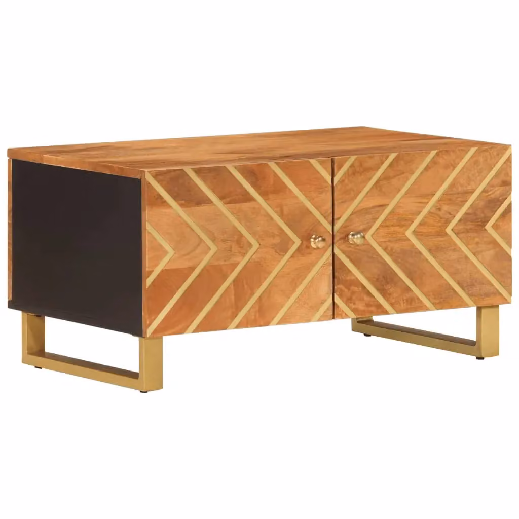 Berkfield Home Mango Wood Coffee Table in Brown and Black, W/D/H: 80 x 50 x 40 cm – 2