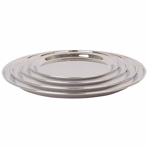 Argon Tableware 4 Piece Round Stainless Steel Serving Tray Set in Silver – 1