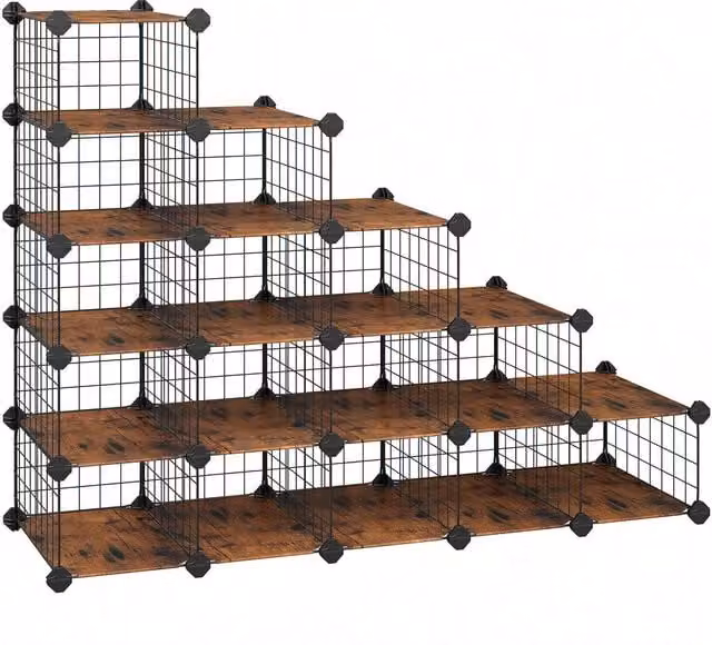 SONGMICS 15-Slot Interlocking Shoe Rack in Bronze