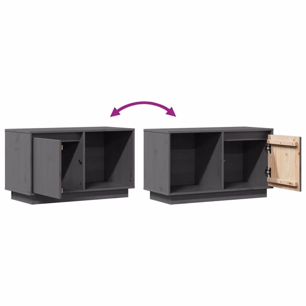 Berkfield Home Grey Solid Wood Pine TV Cabinet W/D/H: 74 x 35 x 44 cm – 5