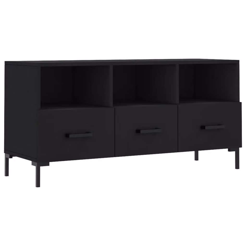 Berkfield Home Modern Black TV Cabinet in Matt Engineered Wood W/D/H: 102 x 36 x 50 cm – 2