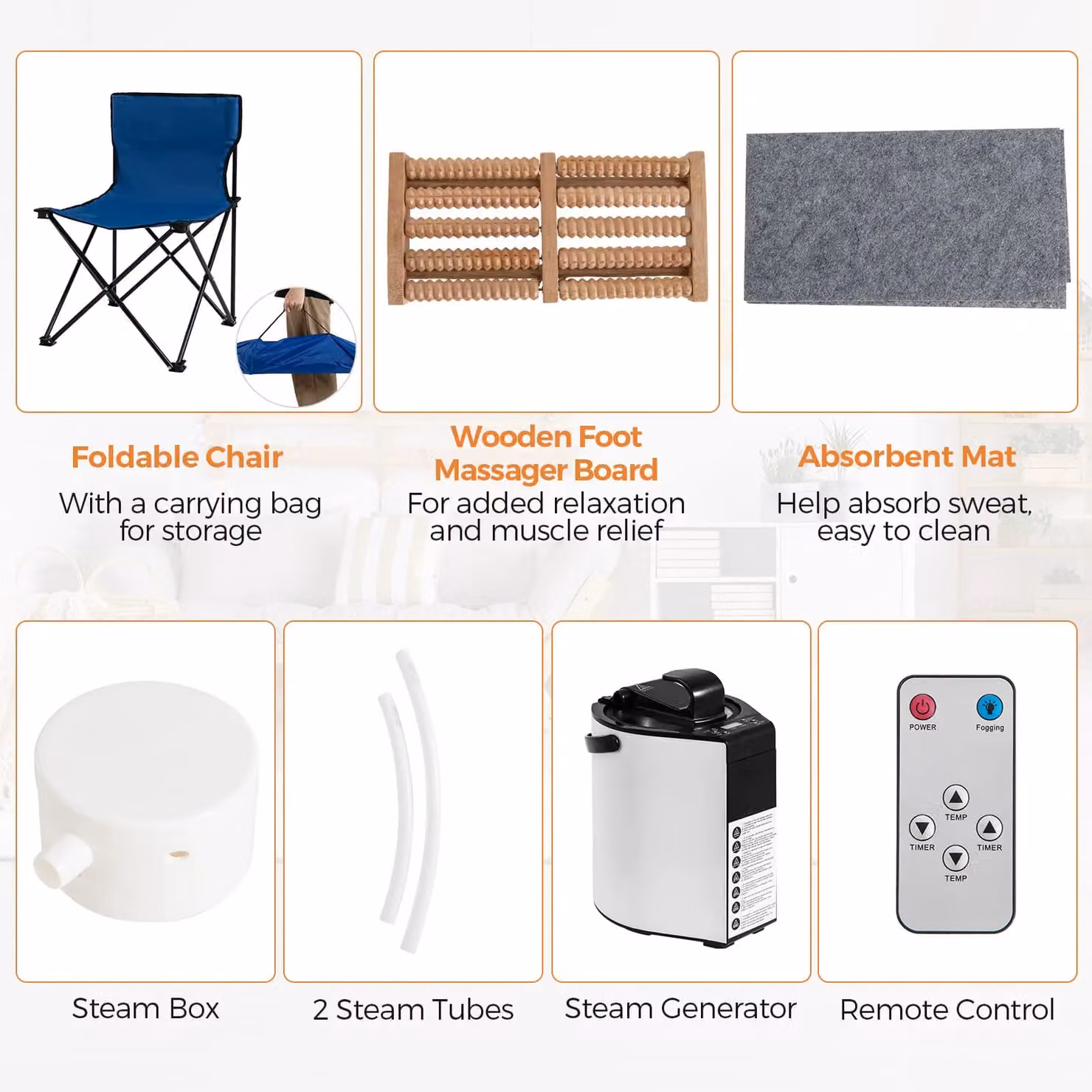 Costway Portable Steam Sauna Tent with Foldable Chair, Brown – 2