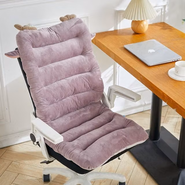 Livingandhome Non-Slip Cartoon Chair Cushion with Backrest in Purple and Brown