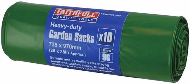 Faithfull Heavy-duty Strong Garden Sacks, 10 Pack, Multicolour