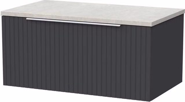 Balterley Callingwood Wall Mounted 1 Drawer Bathroom Vanity with White Sparkle Top, Dark Grey, Width: 80 cm