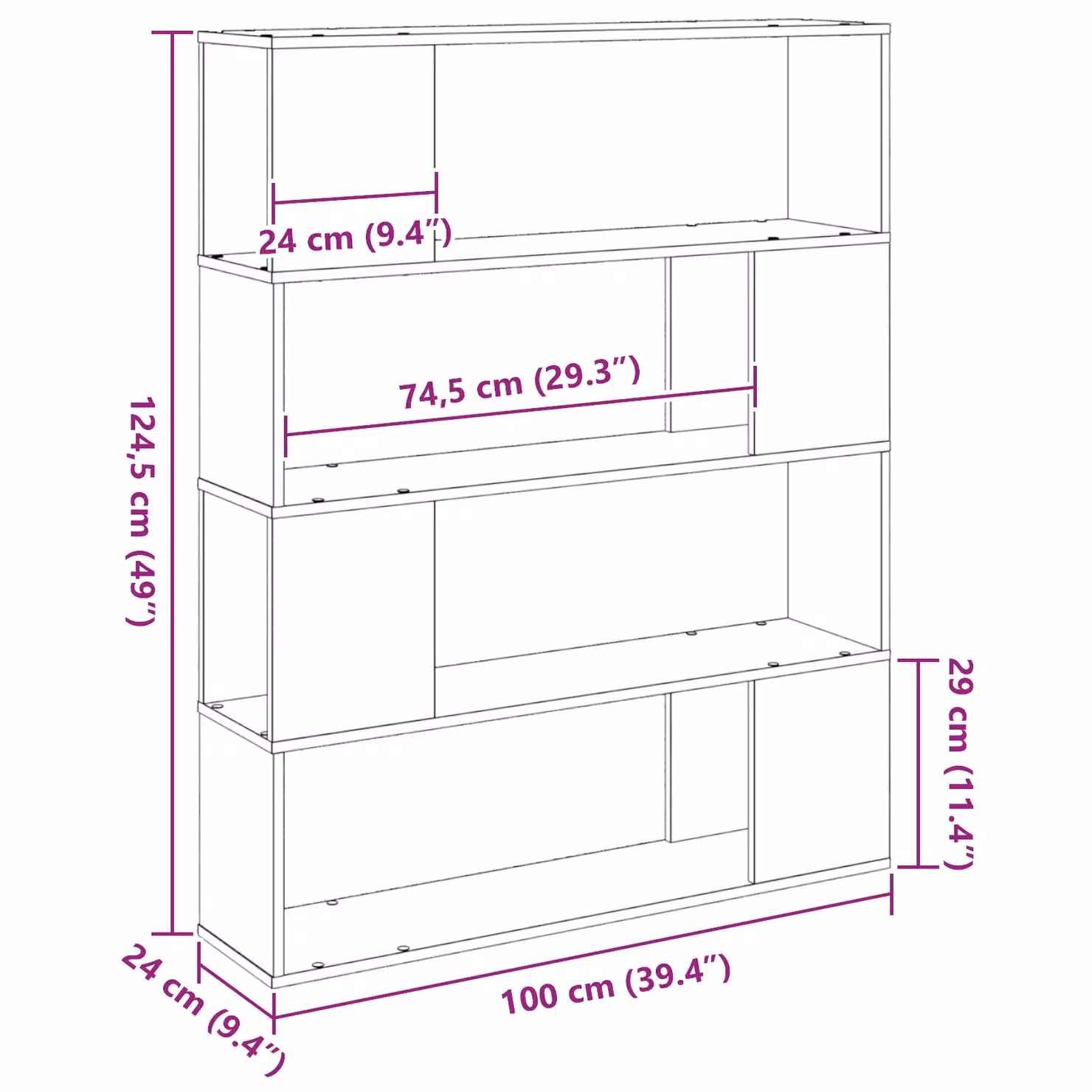 Berkfield Home Black Oak TV Cabinet in Matt Engineered Wood W/D/H: 100 x 24 x 124 cm – 4