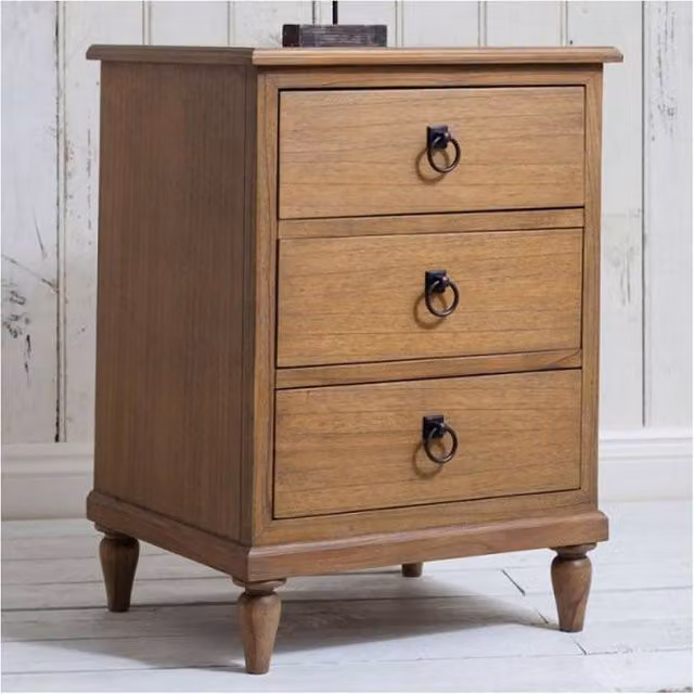 Lock Stock and Barrel Furniture Ltd Annecy Weathered Ash Wood Bedside Table in Brown, W: 48 cm, D: 44 cm, H: 68 cm