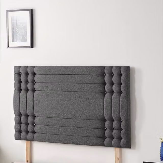 Somnior Beds Ltd Saville Tweed Fabric Upholstered Divan Headboard in Charcoal Grey, Superking