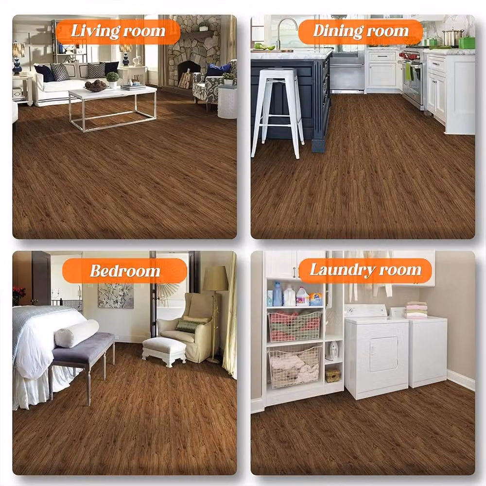 EONLION Self Adhesive Wood Effect Vinyl Floor Plank Tiles, Brown, 5m2 – 3