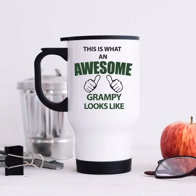 60 Second Makeover Limited This Is What An Awesome Grampy Looks Like Stainless Steel Travel Mug in White – 1