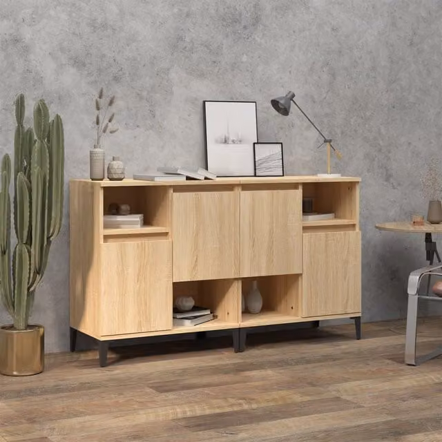 Berkfield Home Set of 2 Sonoma Oak Sideboards in Brown, W/D/H: 60 x 35 x 70 cm