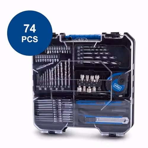 Scheppach C-DTB74/1-X IXES 20V Cordless Drill Starter Kit with 74-Piece Set and 2.0Ah Battery, Blue – 5