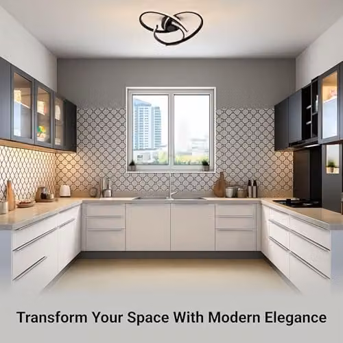 Cosylyte Moora 3 LED Ceiling Light, Modern Matt Black Curved Beaded Design, 3-Step Dimmable, 3000K, 2350lm – 5