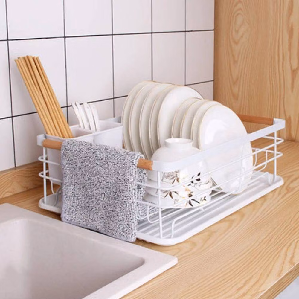 Kelvenix White Kitchen Sink Dish Drainer Rack in White, W: 1000 cm, D: 52 cm – 2