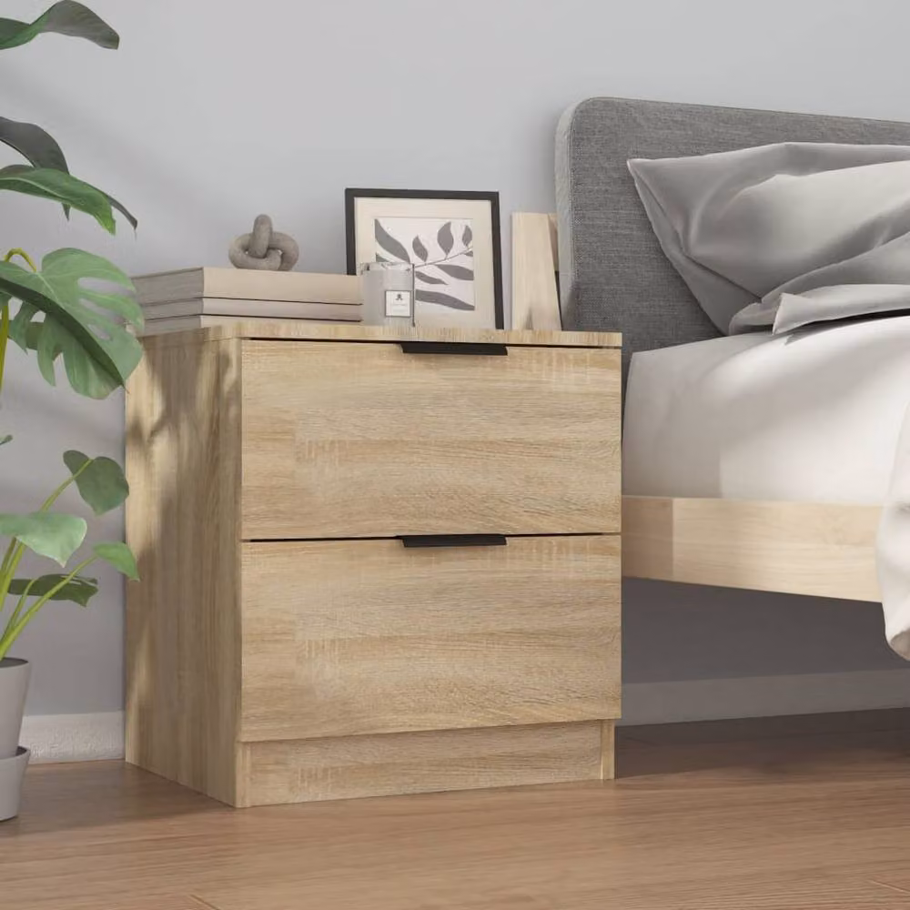 Berkfield Home Elegant Bedside Cabinets, 2 Piece Set in Brown Sonoma Oak Engineered Wood – 2