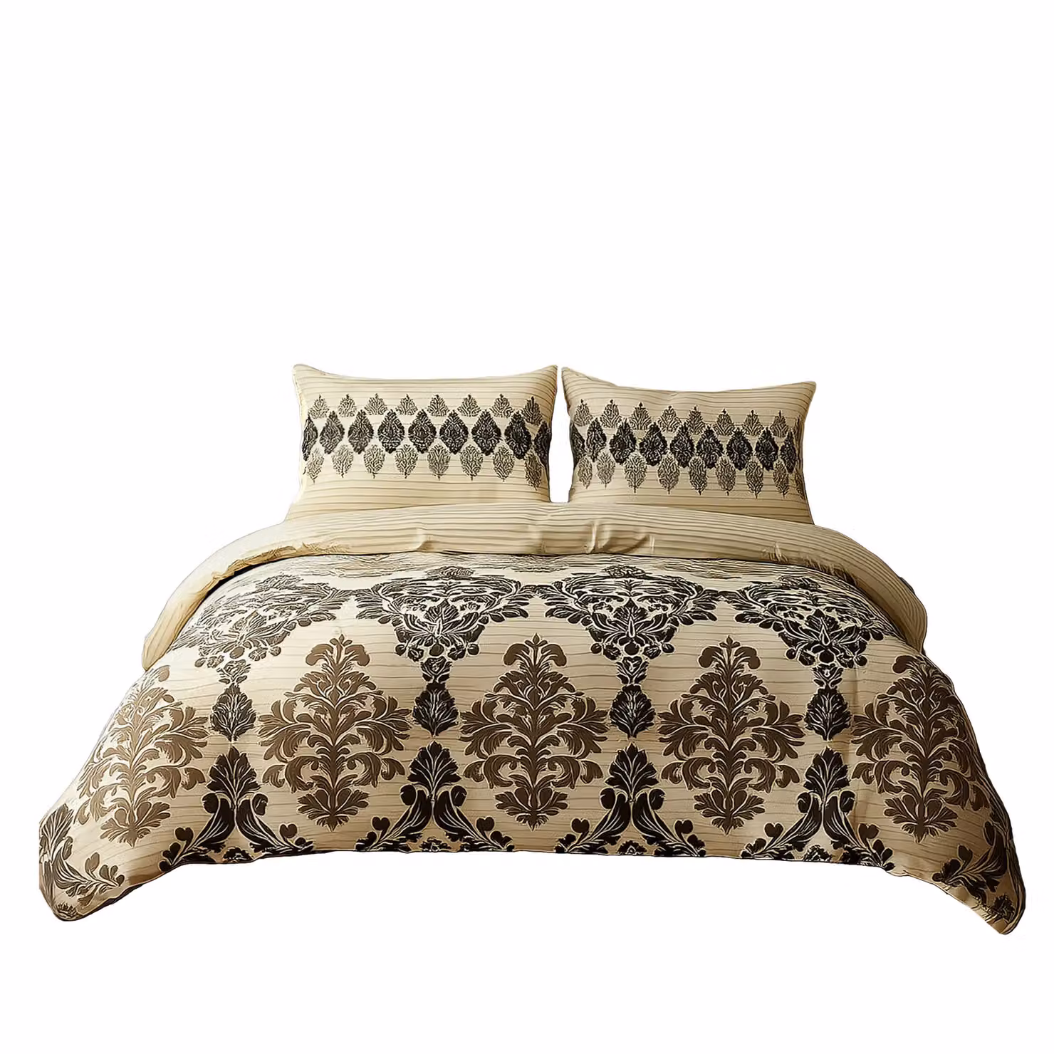 Home Sweet Home UK Single Polycotton Duvet Cover and Pillowcase Set in Beige with Floral Stripe Design, W/D/H: 135 x 200 cm – 2
