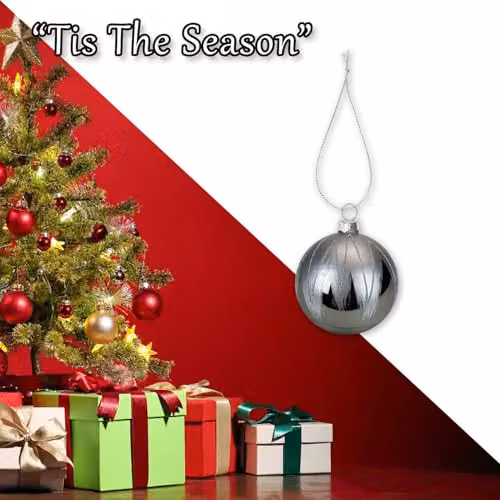 VFM e-Store Silver Glass Hanging Bauble Decoration, Round Abstract Geometric Design, W/D/H: 10 x 10 x 8 cm – 5
