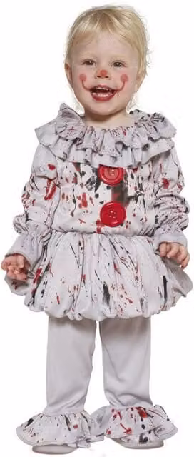 Fiestas Guirca Baby Bad Clown Costume Set in Grey, Red and Multicolour for 2-3 Years