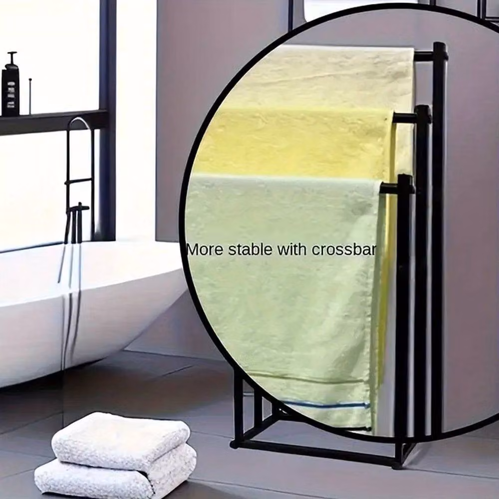 Havendro 3-Tier Freestanding Metal Bathroom Towel Rail Storage Rack, Black, W/D/H: 44 x 21 x 86 cm – 3