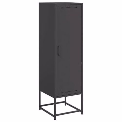 vidaXL Modern Black Steel Highboard with Hinged Doors, W/D/H: 36 x 39 x 123 cm – 1