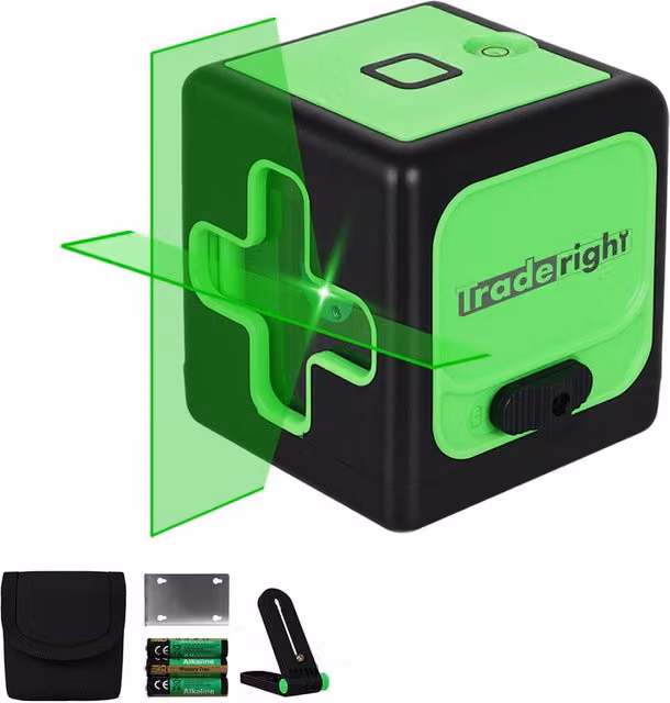Traderight 360 Degree Green Laser Level, Self-Levelling IP54 Water Resistant Tool in Green and Black