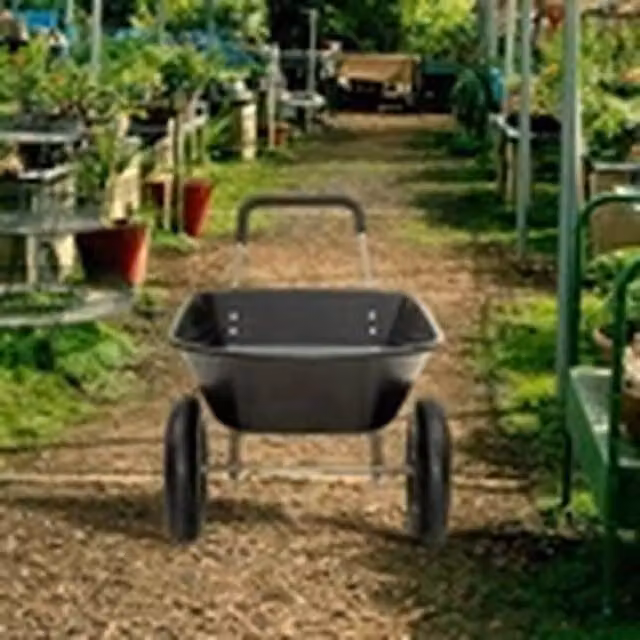 EONLION 85L Heavy Duty Galvanised Steel Wheelbarrow in Black