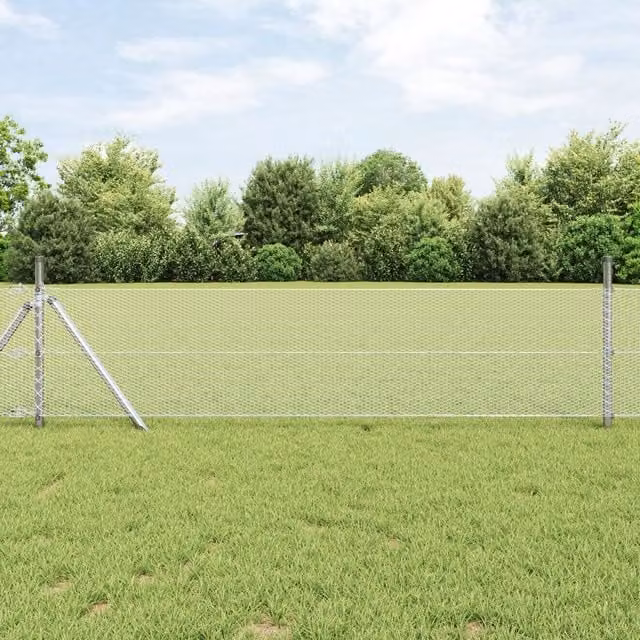 Berkfield Home Hexagon Steel Trellis Fence in Silver, W/H: 25 x 0.6 m