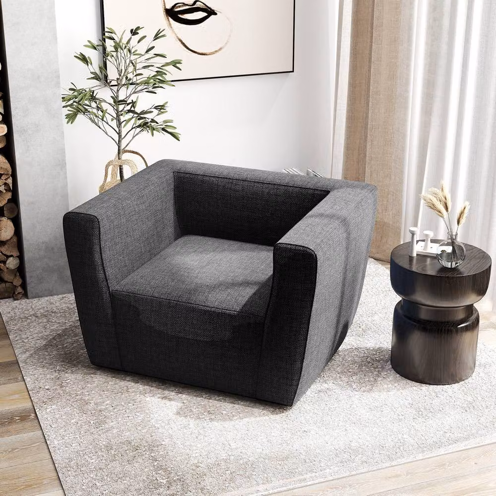 Gymax Inflatable Single Lounger Air Sofa Chair with Armrests, Grey – 7