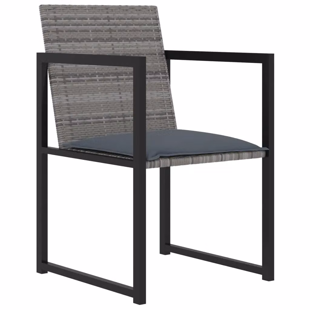 Berkfield Home 5 Piece Grey Poly Rattan Outdoor Dining Set with Cushions – 2