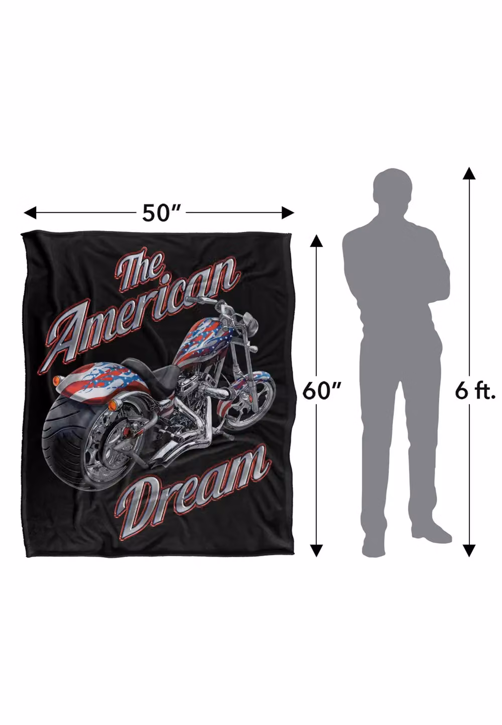 JQ Licensing James Piazza The American Dream Motorcycle Super Soft Fleece Throw Blanket, White, W/D/H: 152 x 127 cm – 8