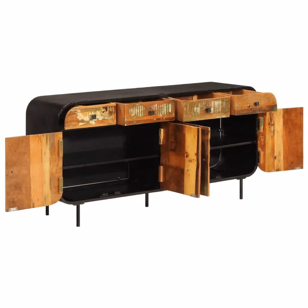 Berkfield Home Industrial Sideboard in Brown Solid Wood and Metal, W/D/H: 140 x 35 x 70 cm – 2