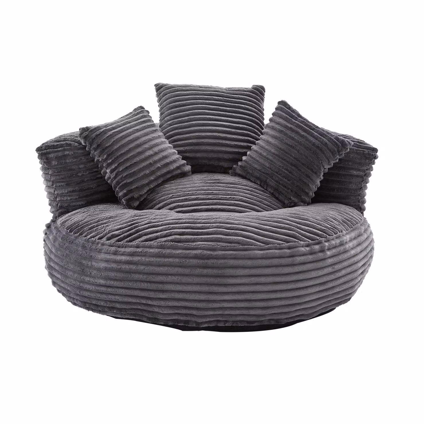 Aosom UK Giant Bean Bag Chair with Shredded Memory Foam, Pre-Filled High Back Lounge Chair, Grey, W: 108 cm, D: 108 cm, H: 52 cm – 2