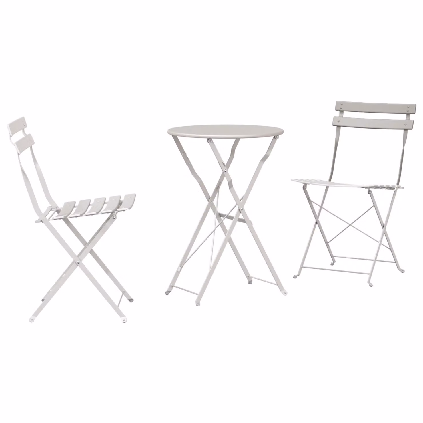 Berkfield Home 3-Piece Beige Steel Folding Bistro Set – 2