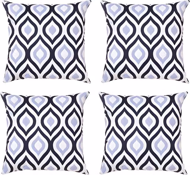 Gardenista Graphic Printed Outdoor Garden Scatter Cushion, Black and Grey, Set of 4