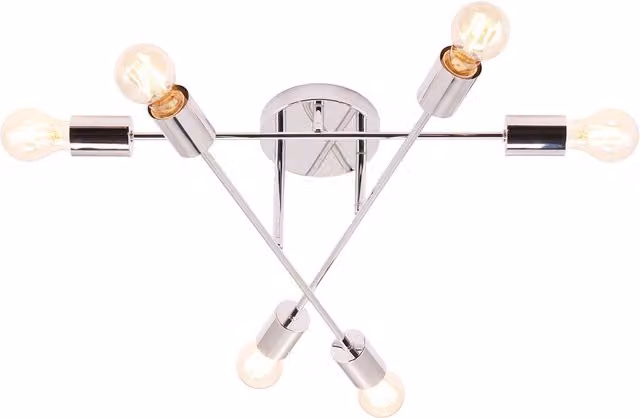 Happy Homewares Industrial Style Silver Metal Ceiling Light with Transparent Shades