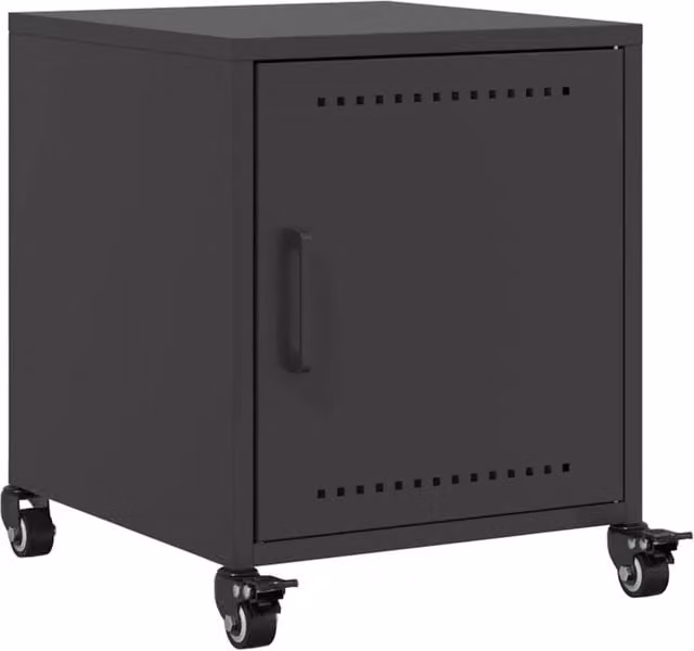 Berkfield Home Black Matt Metal Bedside Cabinet W/D/H: 36 x 39 x 43.5 cm – 1